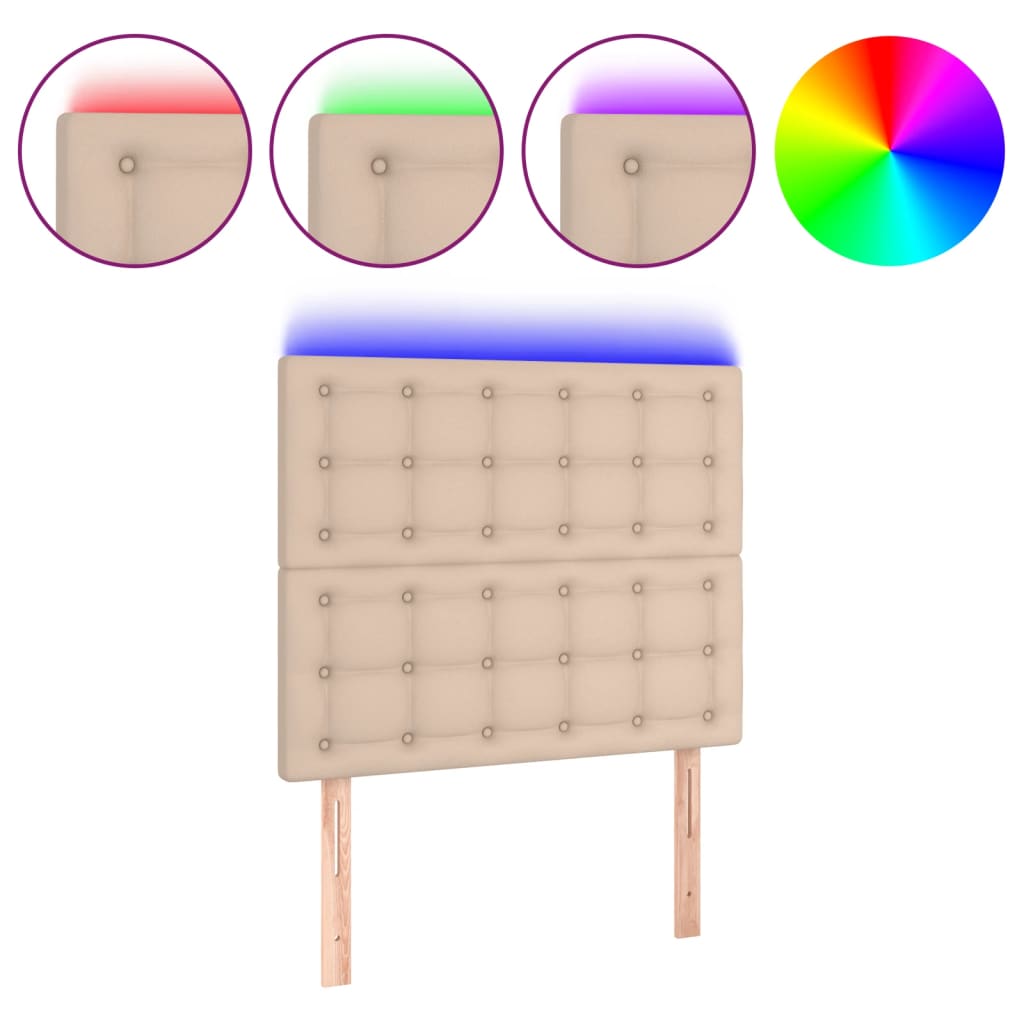 Hoofdbord LED 100x5x118/128 cm kunstleer cappuccinokleurig is nu te koop bij PeponiXL, paradijselijk wonen!