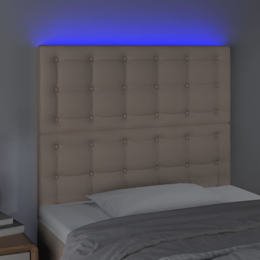 Hoofdbord LED 100x5x118/128 cm kunstleer cappuccinokleurig is nu te koop bij PeponiXL, paradijselijk wonen!