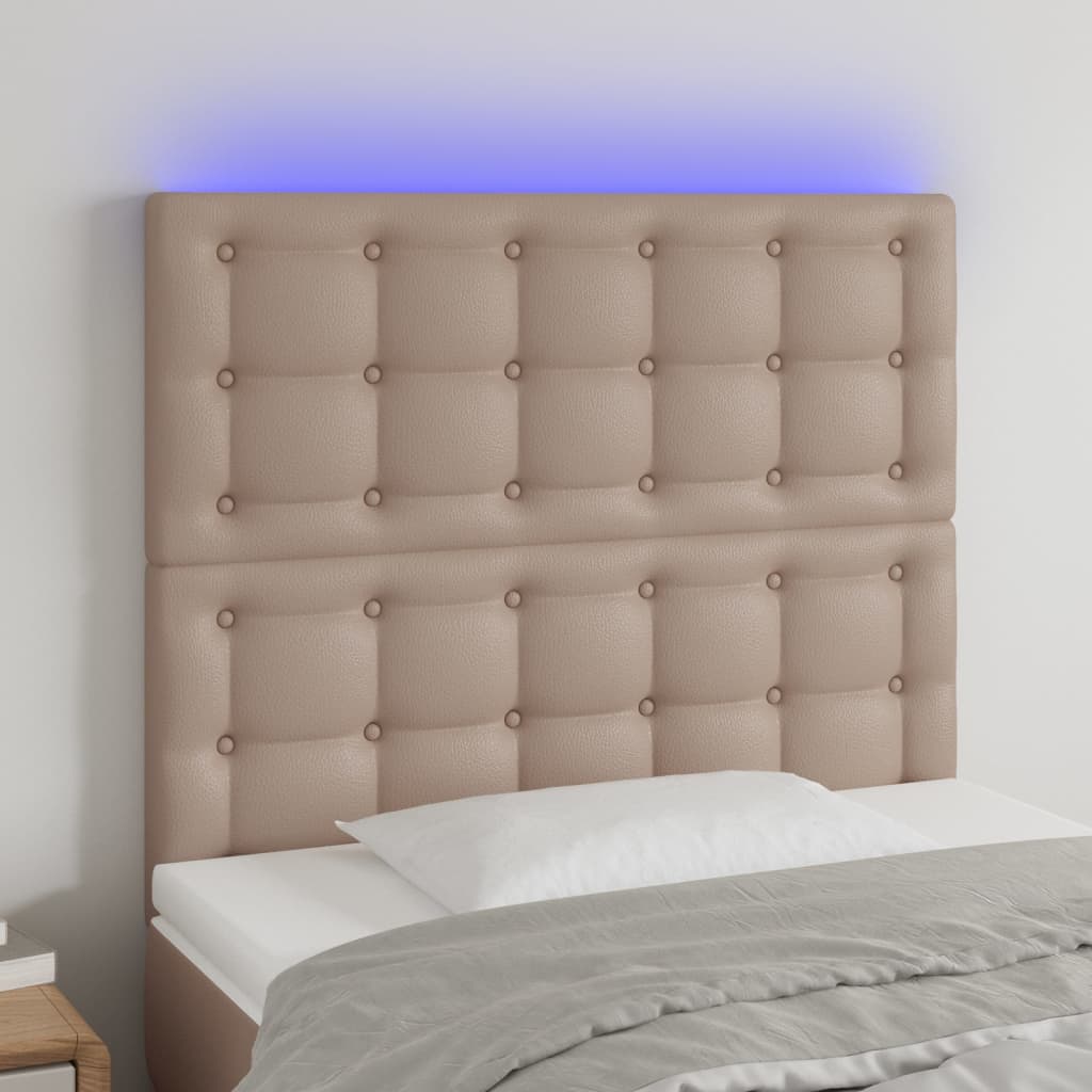 Hoofdbord LED 100x5x118/128 cm kunstleer cappuccinokleurig is nu te koop bij PeponiXL, paradijselijk wonen!