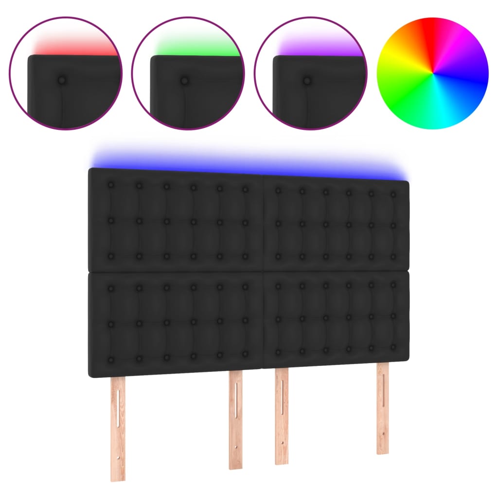 Hoofdbord LED 144x5x118/128 cm kunstleer zwart is nu te koop bij PeponiXL, paradijselijk wonen!