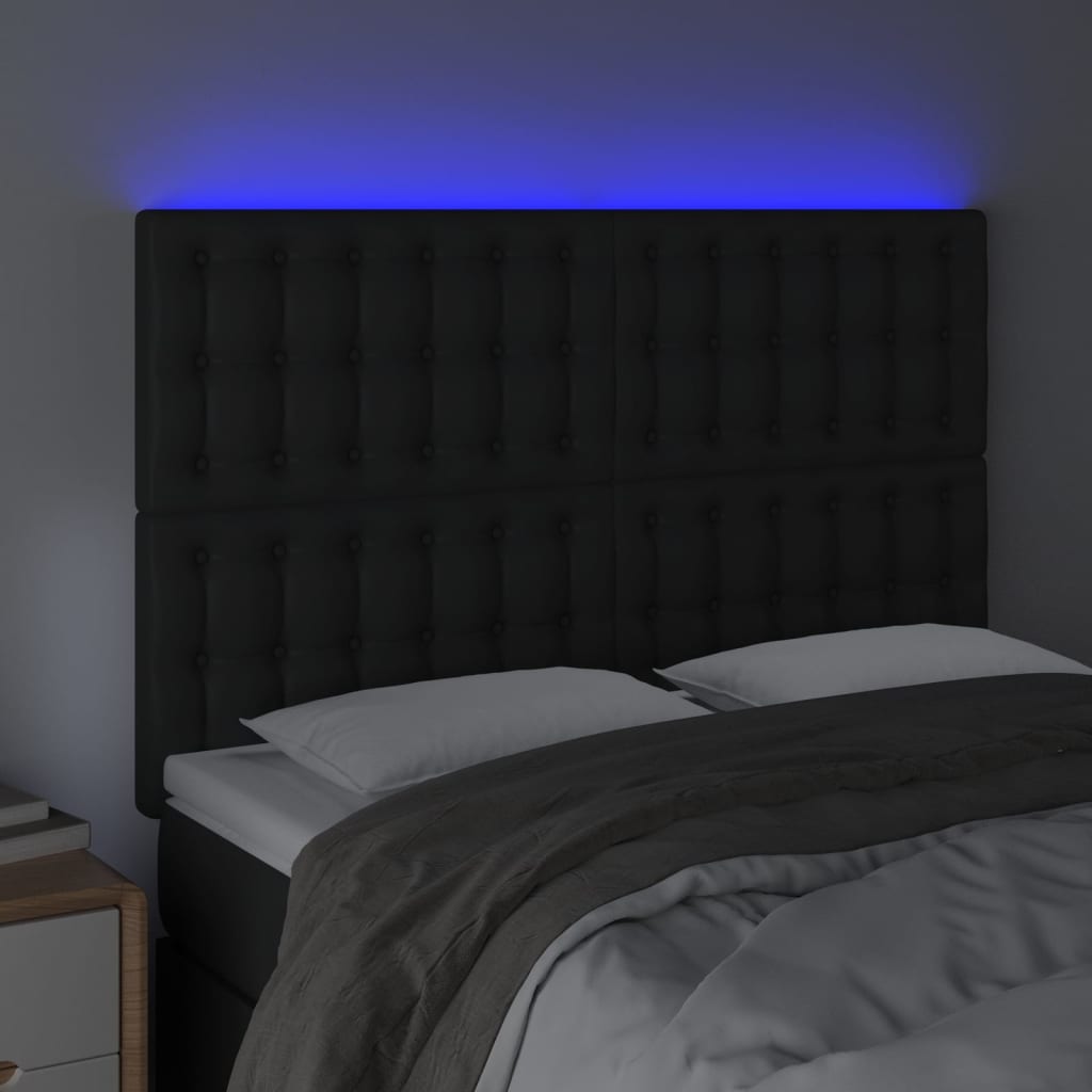 Hoofdbord LED 144x5x118/128 cm kunstleer zwart is nu te koop bij PeponiXL, paradijselijk wonen!