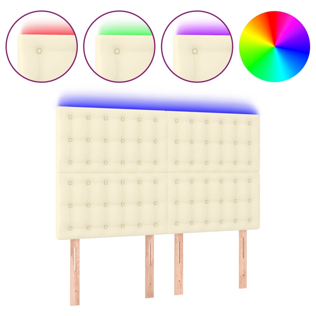 Hoofdbord LED 144x5x118/128 cm kunstleer crèmekleurig is nu te koop bij PeponiXL, paradijselijk wonen!
