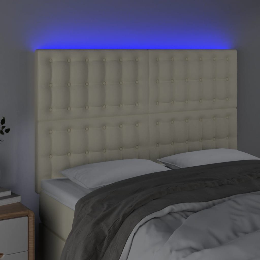 Hoofdbord LED 144x5x118/128 cm kunstleer crèmekleurig is nu te koop bij PeponiXL, paradijselijk wonen!