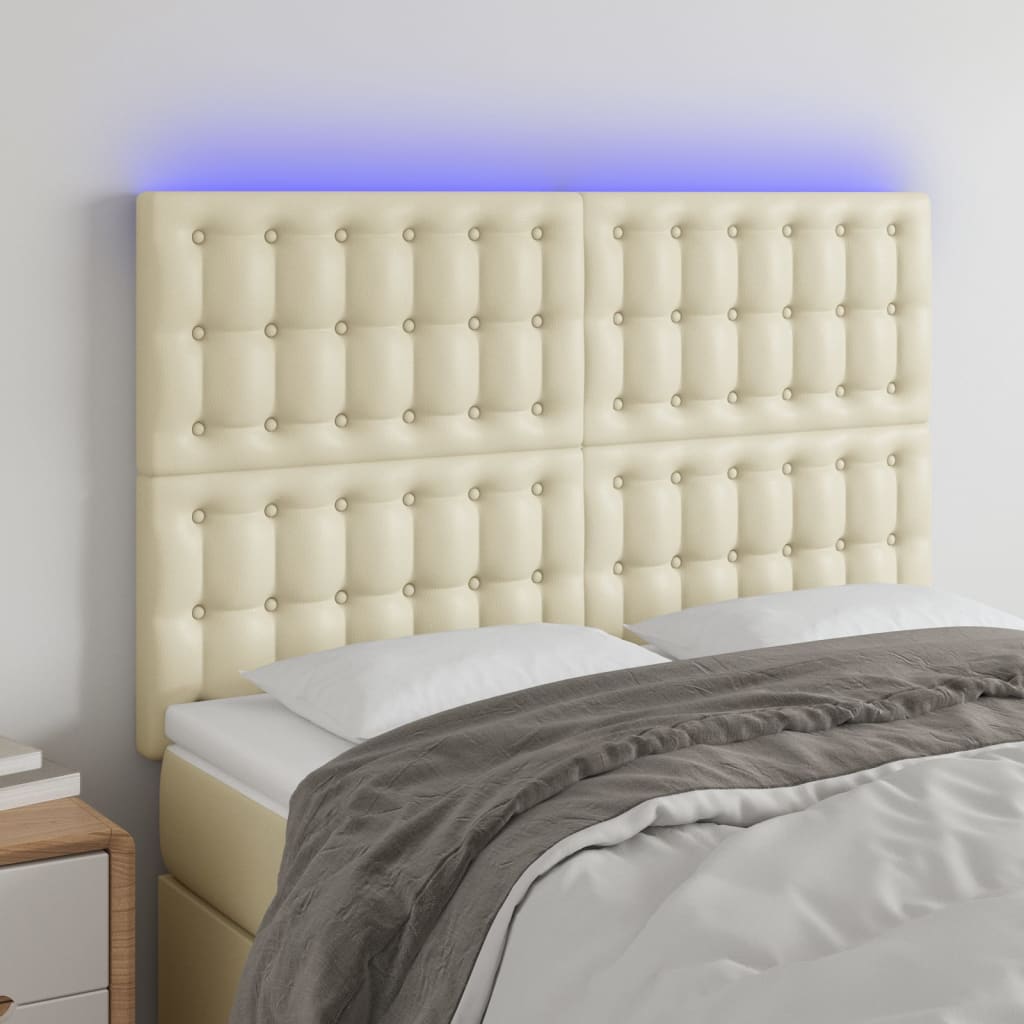 Hoofdbord LED 144x5x118/128 cm kunstleer crèmekleurig is nu te koop bij PeponiXL, paradijselijk wonen!