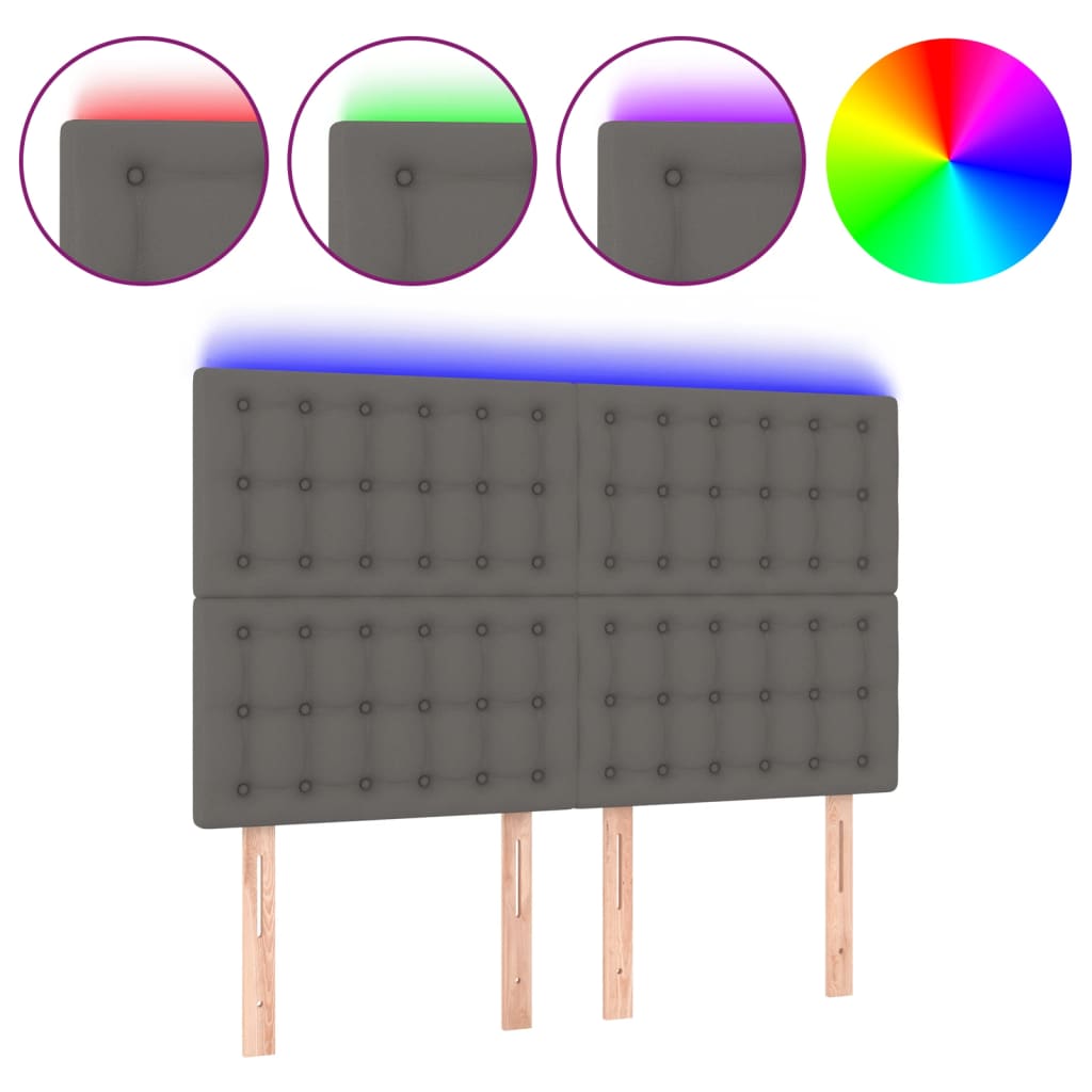 Hoofdbord LED 144x5x118/128 cm kunstleer grijs is nu te koop bij PeponiXL, paradijselijk wonen!
