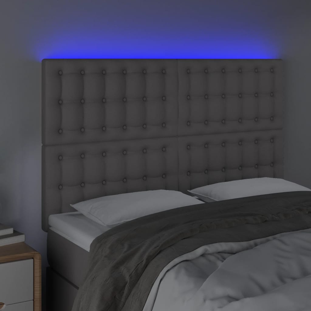 Hoofdbord LED 144x5x118/128 cm kunstleer grijs is nu te koop bij PeponiXL, paradijselijk wonen!