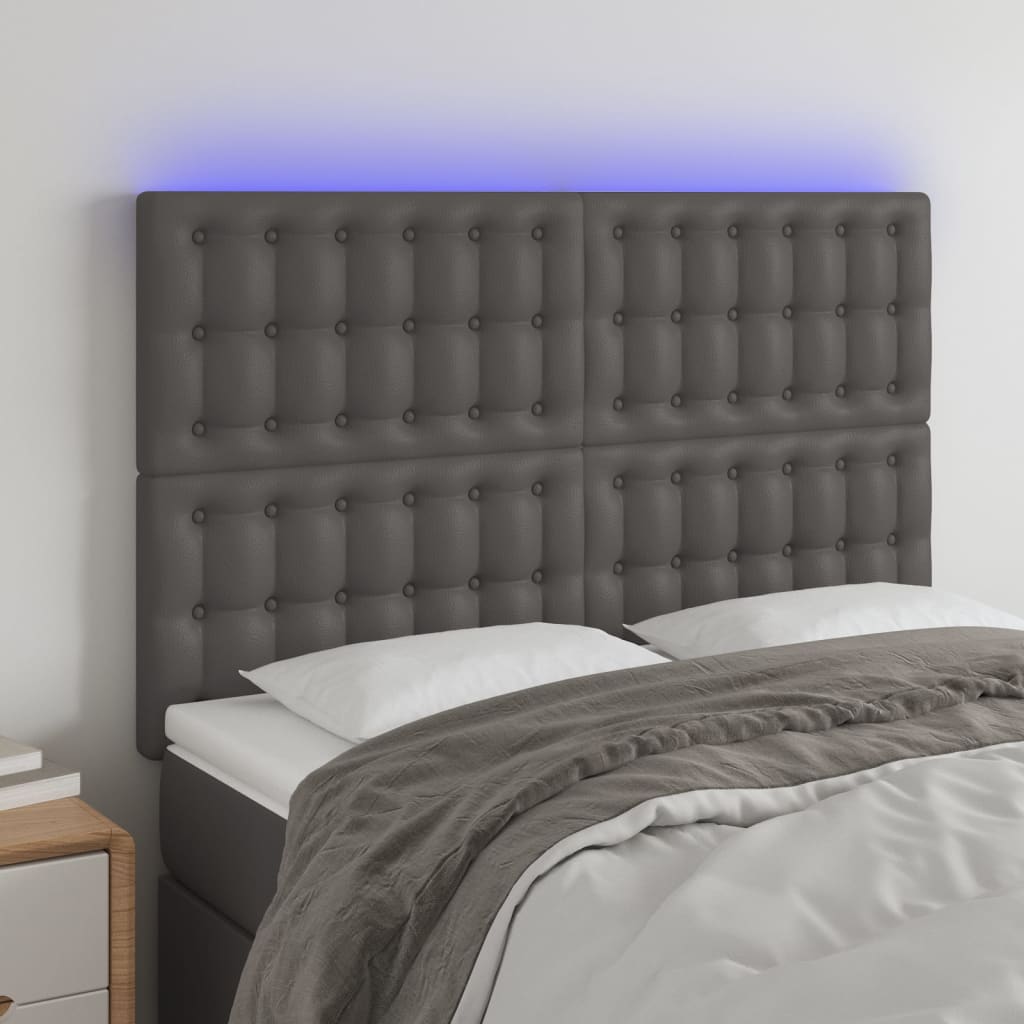 Hoofdbord LED 144x5x118/128 cm kunstleer grijs is nu te koop bij PeponiXL, paradijselijk wonen!