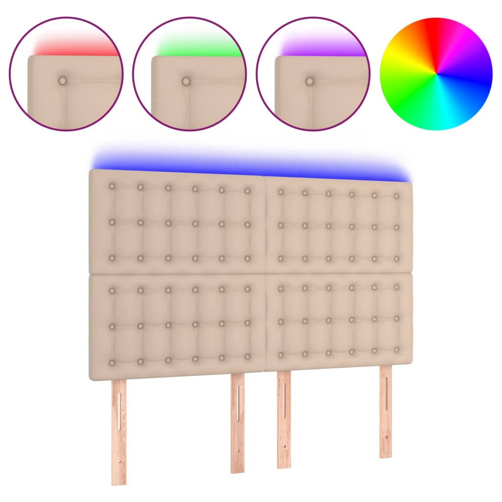 Hoofdbord LED 144x5x118/128 cm kunstleer cappuccinokleurig is nu te koop bij PeponiXL, paradijselijk wonen!