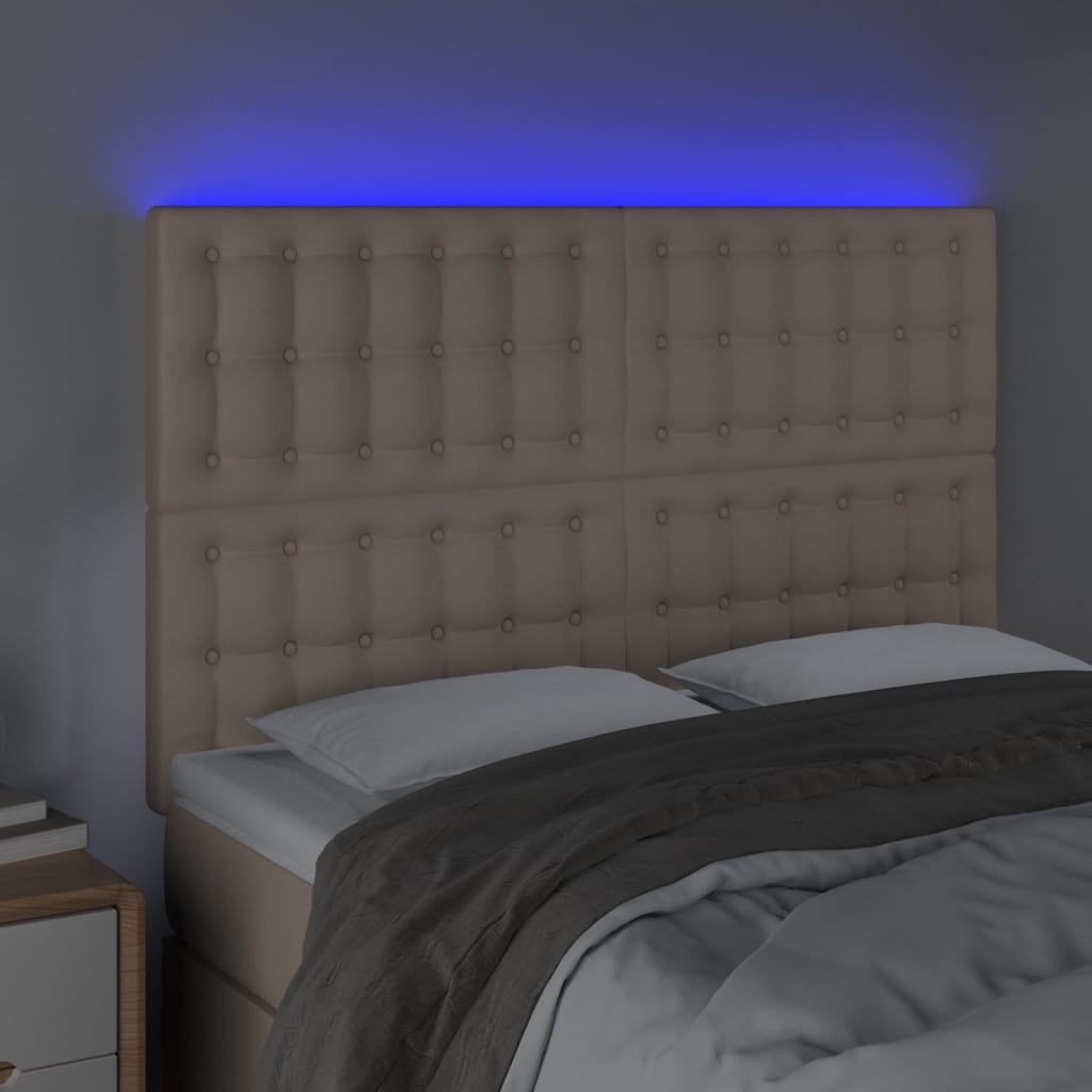 Hoofdbord LED 144x5x118/128 cm kunstleer cappuccinokleurig is nu te koop bij PeponiXL, paradijselijk wonen!