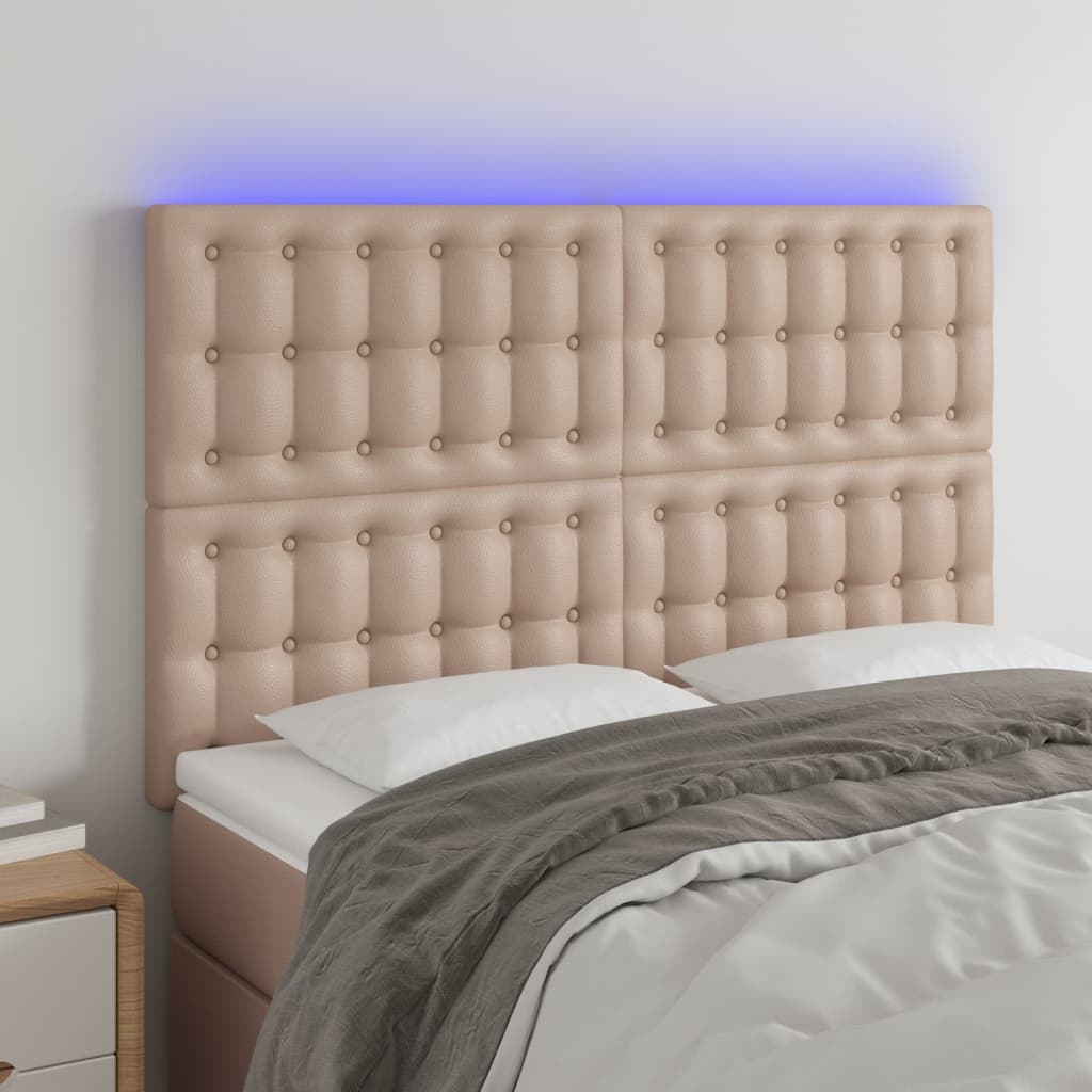 Hoofdbord LED 144x5x118/128 cm kunstleer cappuccinokleurig is nu te koop bij PeponiXL, paradijselijk wonen!