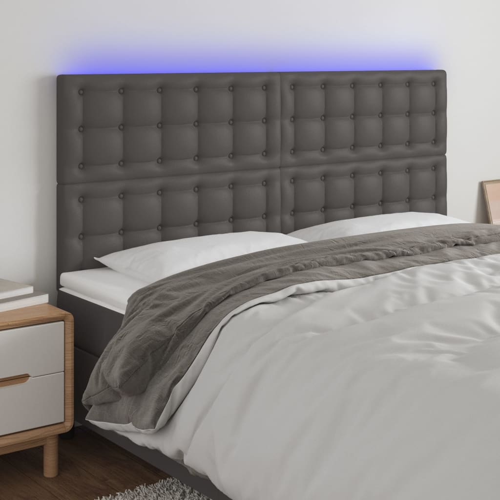 Hoofdbord LED 160x5x118/128 cm kunstleer grijs is nu te koop bij PeponiXL, paradijselijk wonen!