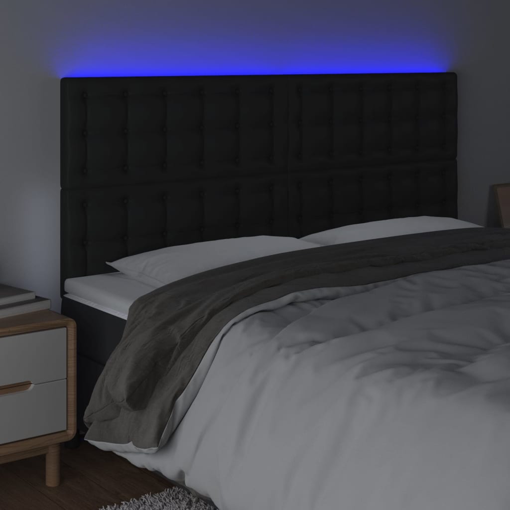 Hoofdbord LED 180x5x118/128 cm kunstleer zwart is nu te koop bij PeponiXL, paradijselijk wonen!