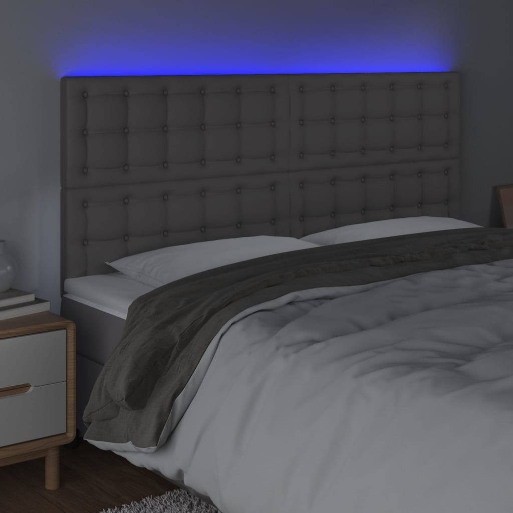 Hoofdbord LED 180x5x118/128 cm kunstleer grijs is nu te koop bij PeponiXL, paradijselijk wonen!