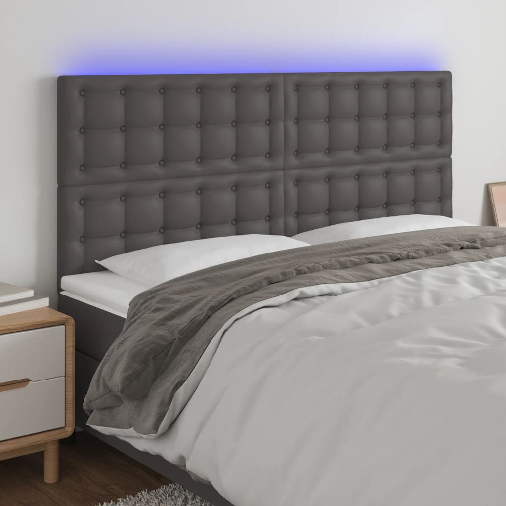 Hoofdbord LED 180x5x118/128 cm kunstleer grijs is nu te koop bij PeponiXL, paradijselijk wonen!