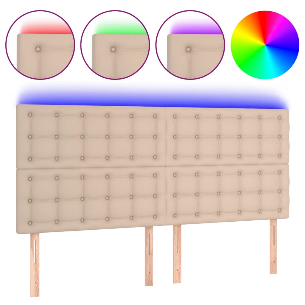 Hoofdbord LED 200x5x118/128 cm kunstleer cappuccinokleurig is nu te koop bij PeponiXL, paradijselijk wonen!