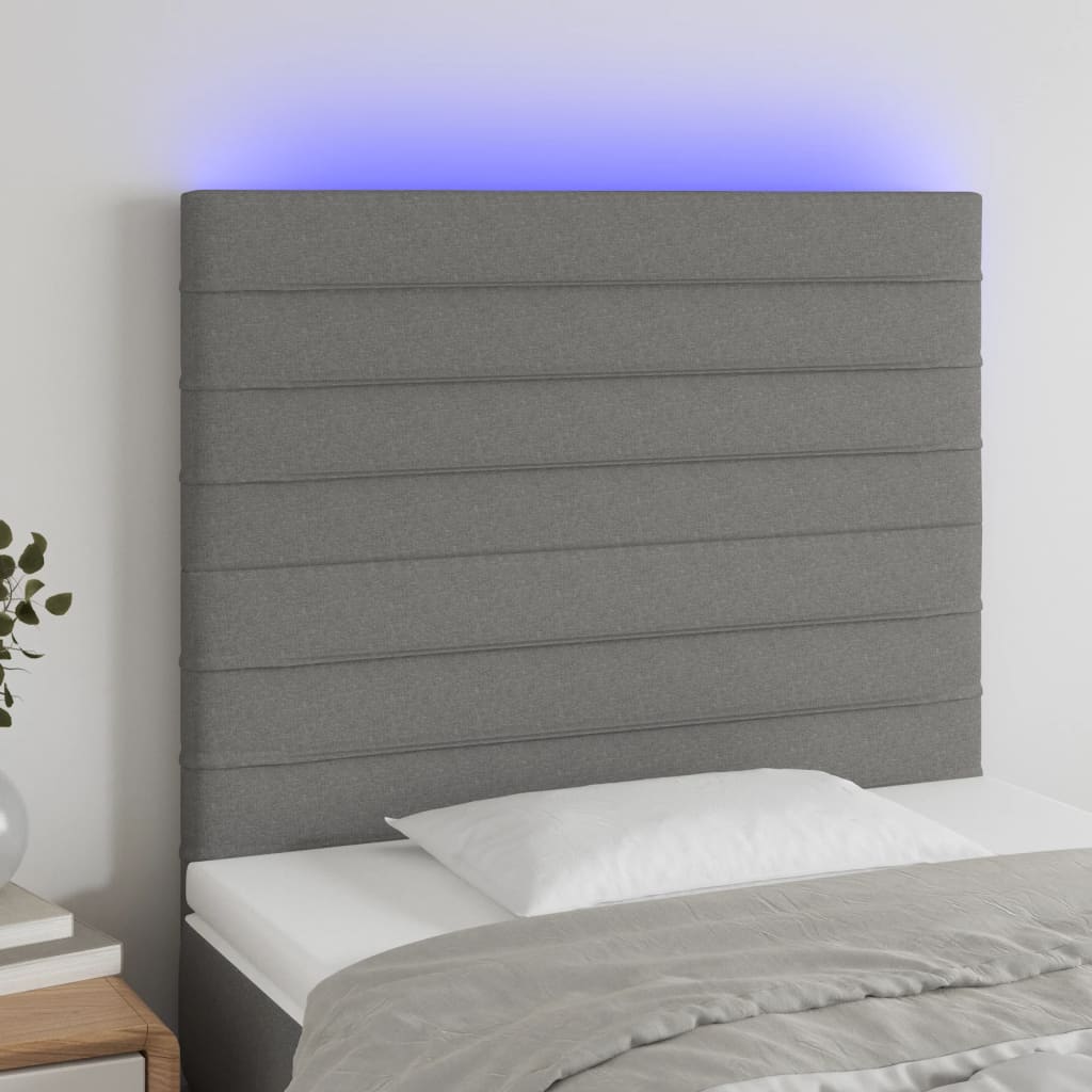 Hoofdbord LED 80x5x118/128 cm stof donkergrijs is nu te koop bij PeponiXL, paradijselijk wonen!
