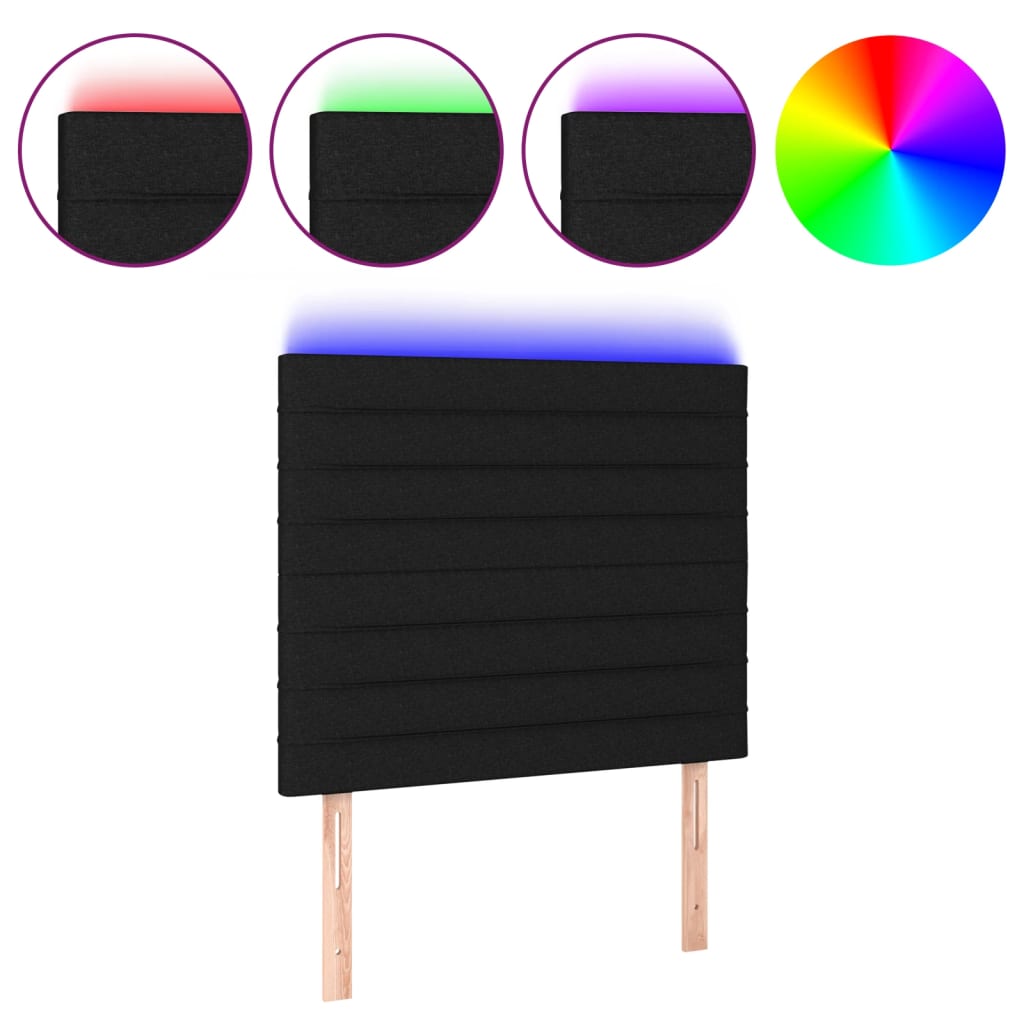 Hoofdbord LED 80x5x118/128 cm stof zwart is nu te koop bij PeponiXL, paradijselijk wonen!