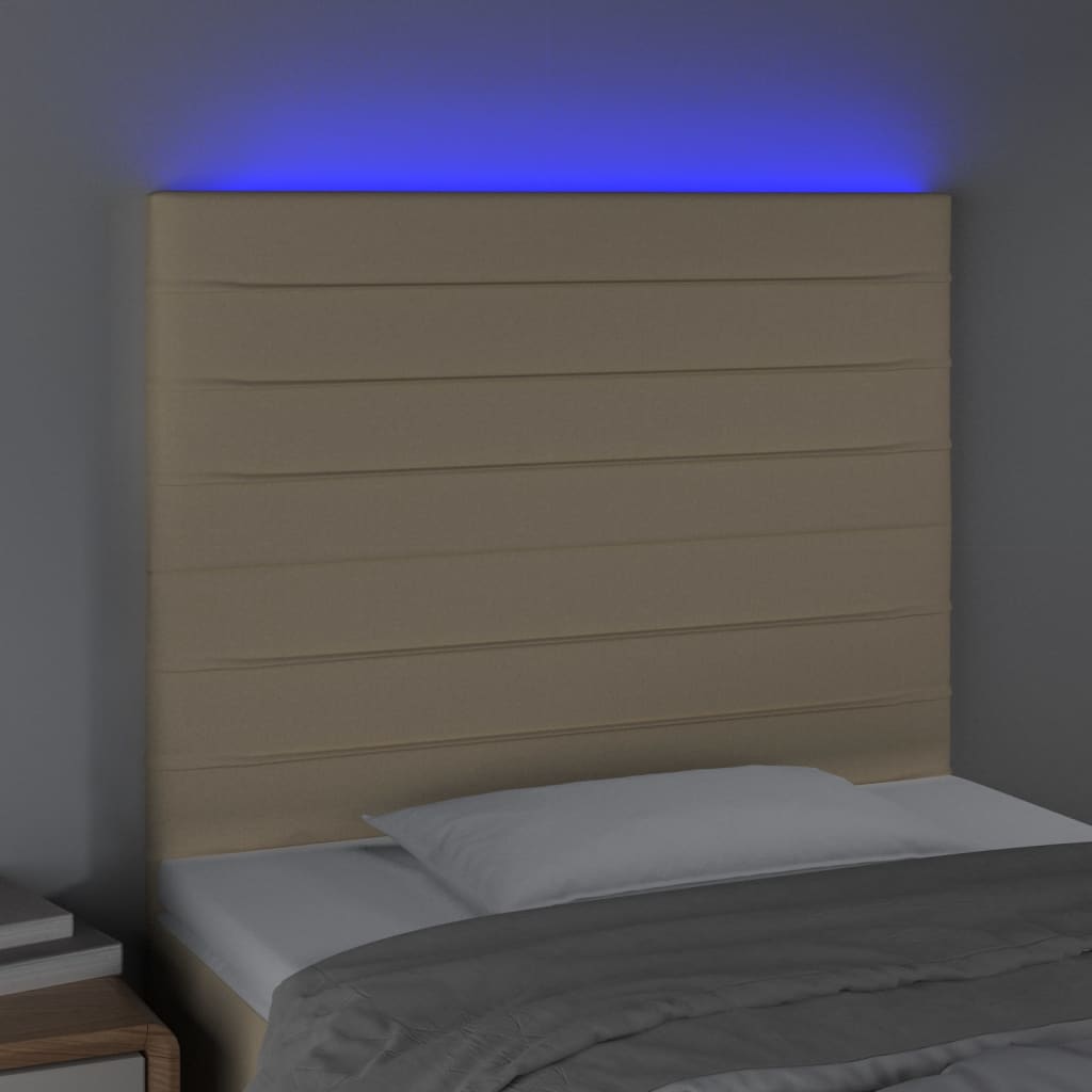 Hoofdbord LED 80x5x118/128 cm stof crèmekleurig is nu te koop bij PeponiXL, paradijselijk wonen!
