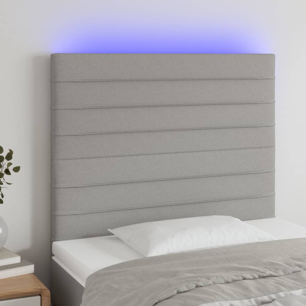 Hoofdbord LED 90x5x118/128 cm stof lichtgrijs is nu te koop bij PeponiXL, paradijselijk wonen!