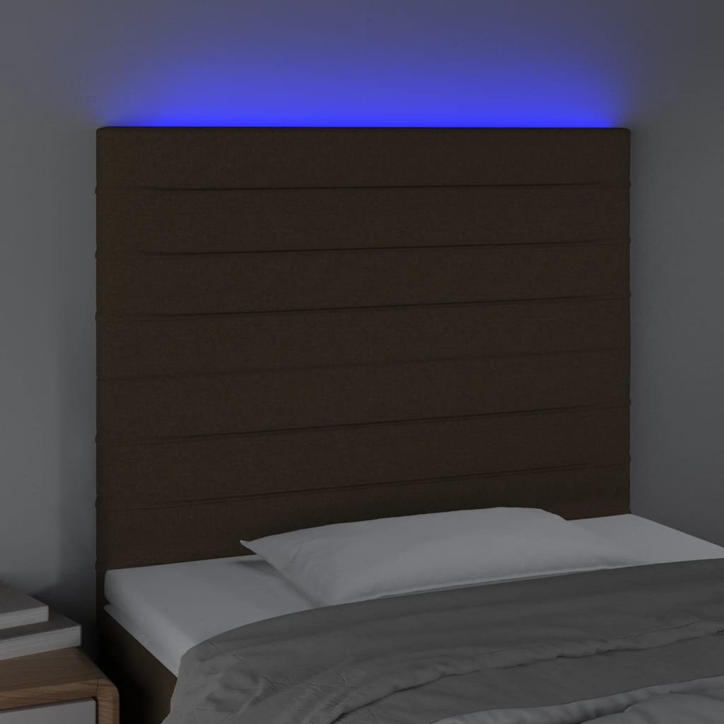 Hoofdbord LED 90x5x118/128 cm stof donkerbruin is nu te koop bij PeponiXL, paradijselijk wonen!