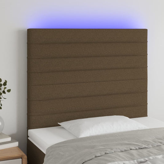 Hoofdbord LED 90x5x118/128 cm stof donkerbruin is nu te koop bij PeponiXL, paradijselijk wonen!