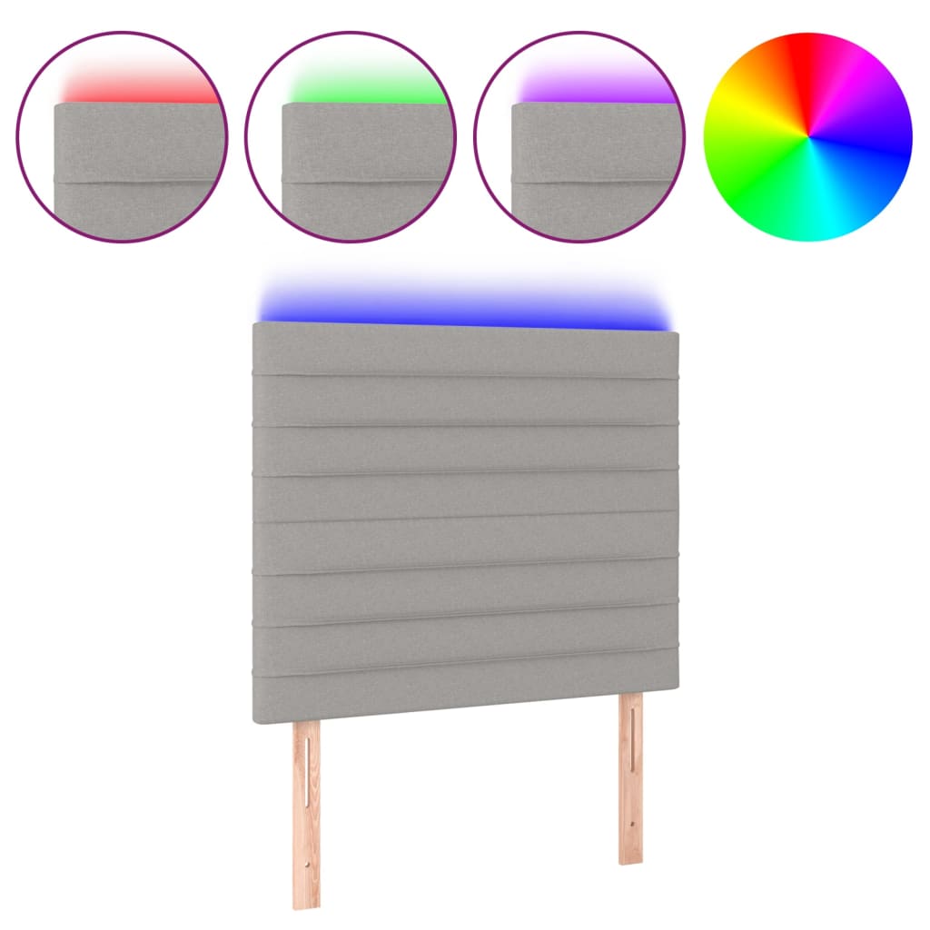 Hoofdbord LED 100x5x118/128 cm stof lichtgrijs is nu te koop bij PeponiXL, paradijselijk wonen!