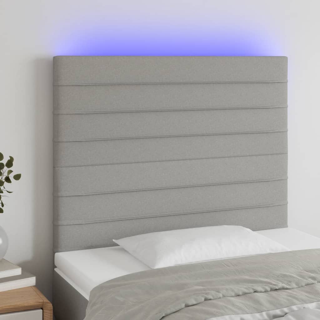 Hoofdbord LED 100x5x118/128 cm stof lichtgrijs is nu te koop bij PeponiXL, paradijselijk wonen!