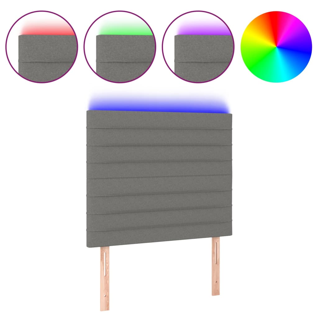 Hoofdbord LED 100x5x118/128 cm stof donkergrijs is nu te koop bij PeponiXL, paradijselijk wonen!