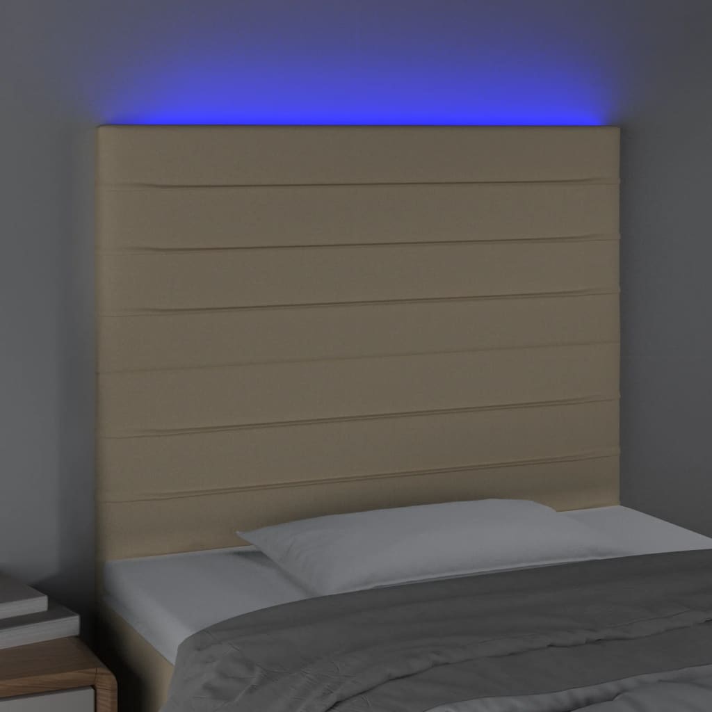 Hoofdbord LED 100x5x118/128 cm stof crèmekleurig is nu te koop bij PeponiXL, paradijselijk wonen!
