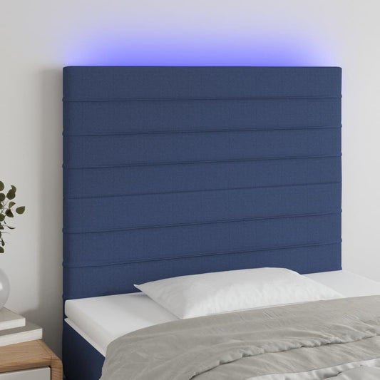 Hoofdbord LED 100x5x118/128 cm stof blauw is nu te koop bij PeponiXL, paradijselijk wonen!