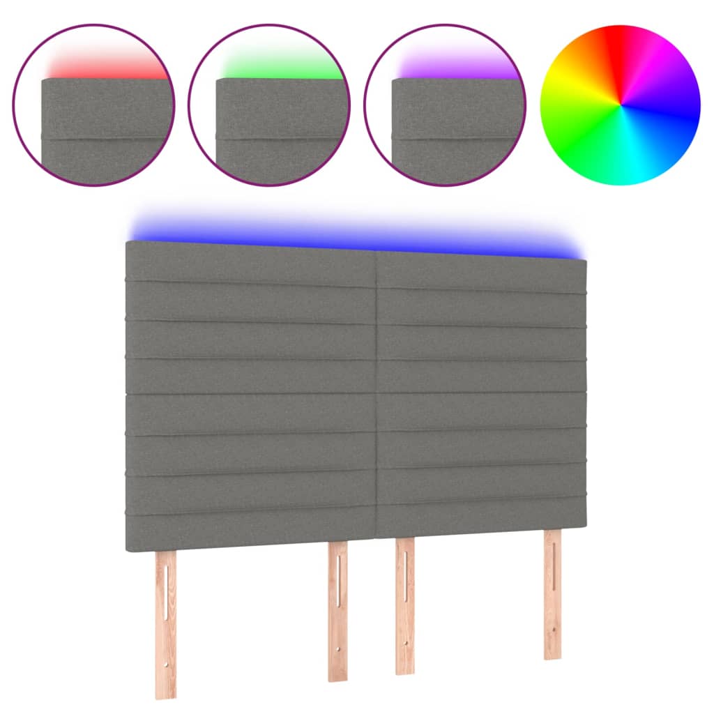 Hoofdbord LED 144x5x118/128 cm stof donkergrijs is nu te koop bij PeponiXL, paradijselijk wonen!