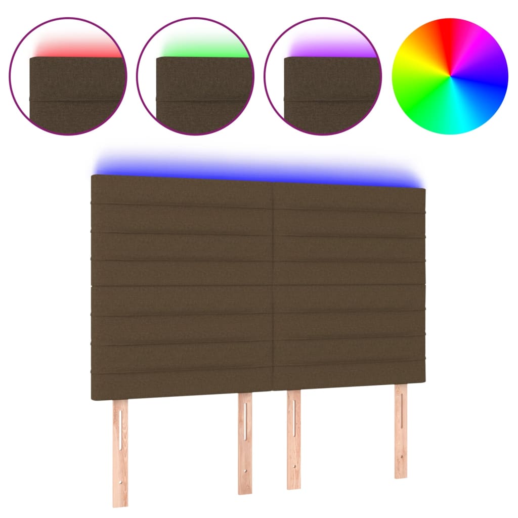 Hoofdbord LED 144x5x118/128 cm stof donkerbruin is nu te koop bij PeponiXL, paradijselijk wonen!