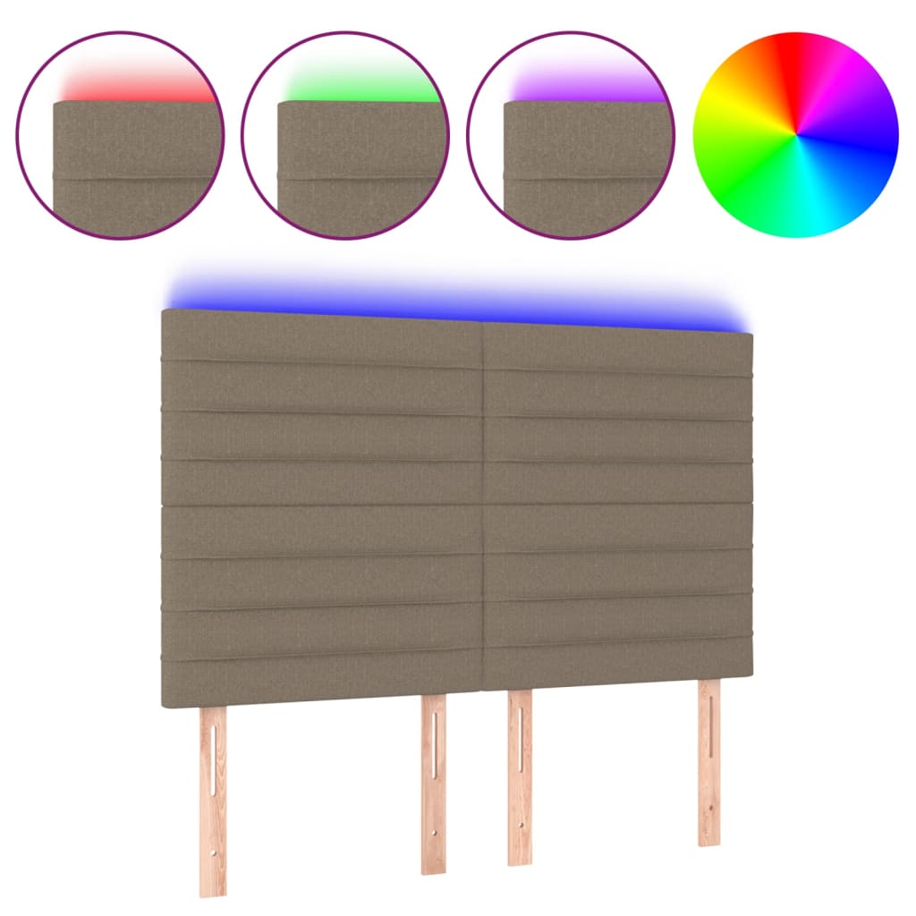 Hoofdbord LED 144x5x118/128 cm stof taupe is nu te koop bij PeponiXL, paradijselijk wonen!