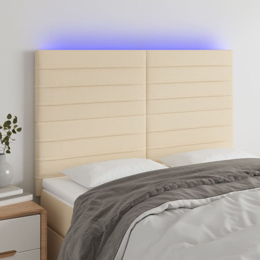 Hoofdbord LED 144x5x118/128 cm stof crèmekleurig is nu te koop bij PeponiXL, paradijselijk wonen!