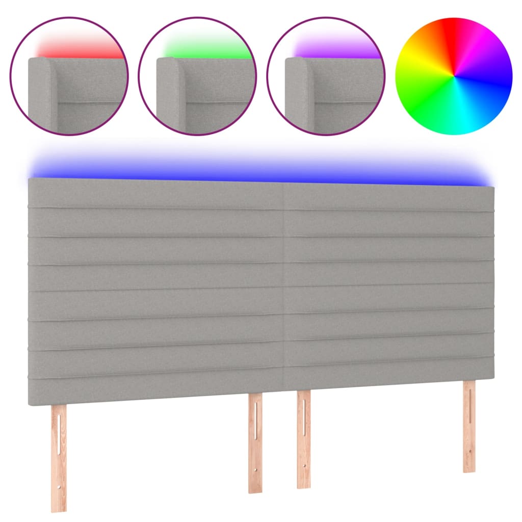 Hoofdbord LED 160x5x118/128 cm stof lichtgrijs is nu te koop bij PeponiXL, paradijselijk wonen!