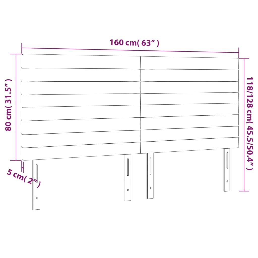 Hoofdbord LED 160x5x118/128 cm stof donkergrijs is nu te koop bij PeponiXL, paradijselijk wonen!