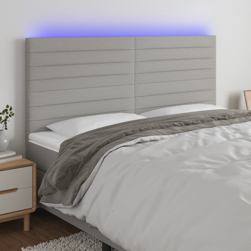 Hoofdbord LED 180x5x118/128 cm stof lichtgrijs is nu te koop bij PeponiXL, paradijselijk wonen!