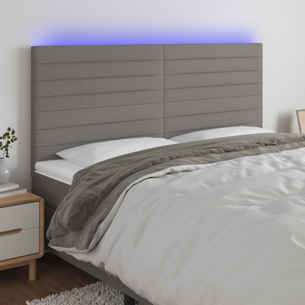 Hoofdbord LED 180x5x118/128 cm stof donkergrijs is nu te koop bij PeponiXL, paradijselijk wonen!