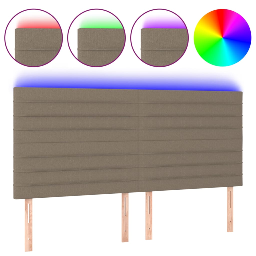 Hoofdbord LED 180x5x118/128 cm stof taupe is nu te koop bij PeponiXL, paradijselijk wonen!