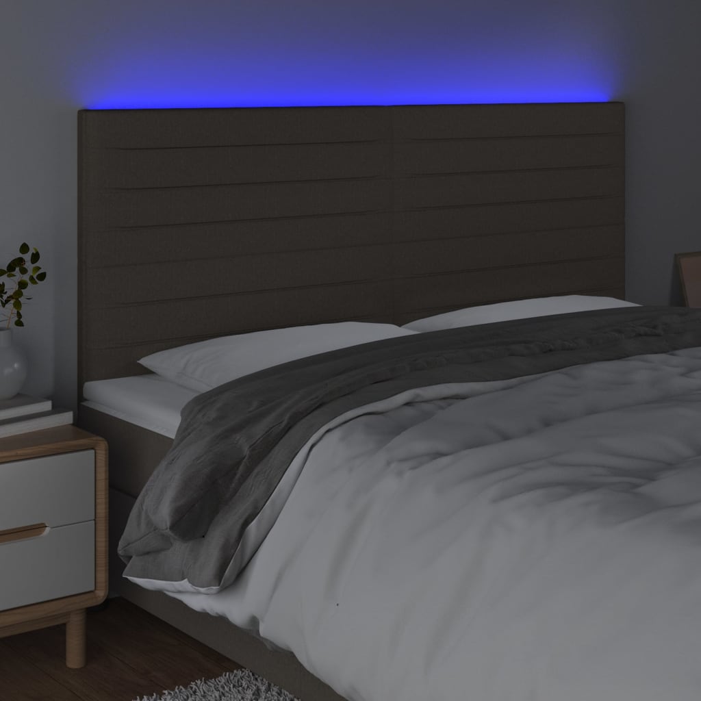 Hoofdbord LED 180x5x118/128 cm stof taupe is nu te koop bij PeponiXL, paradijselijk wonen!