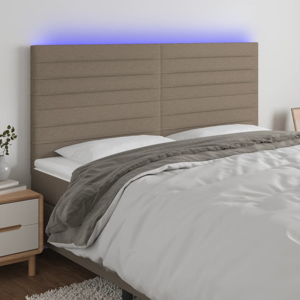 Hoofdbord LED 180x5x118/128 cm stof taupe is nu te koop bij PeponiXL, paradijselijk wonen!