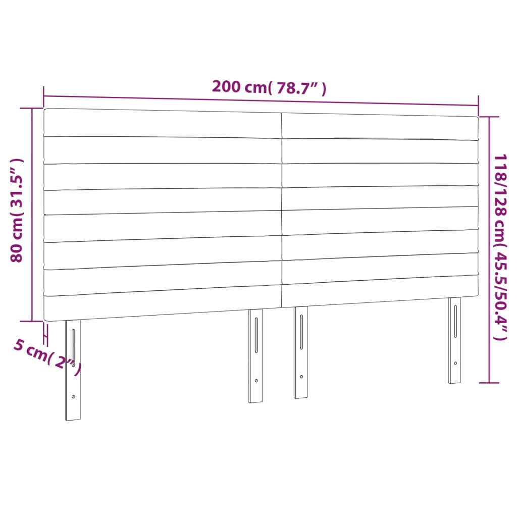 Hoofdbord LED 200x5x118/128 cm stof lichtgrijs is nu te koop bij PeponiXL, paradijselijk wonen!