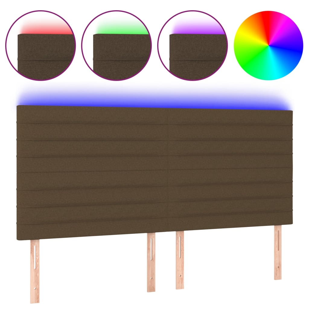 Hoofdbord LED 200x5x118/128 cm stof donkerbruin is nu te koop bij PeponiXL, paradijselijk wonen!