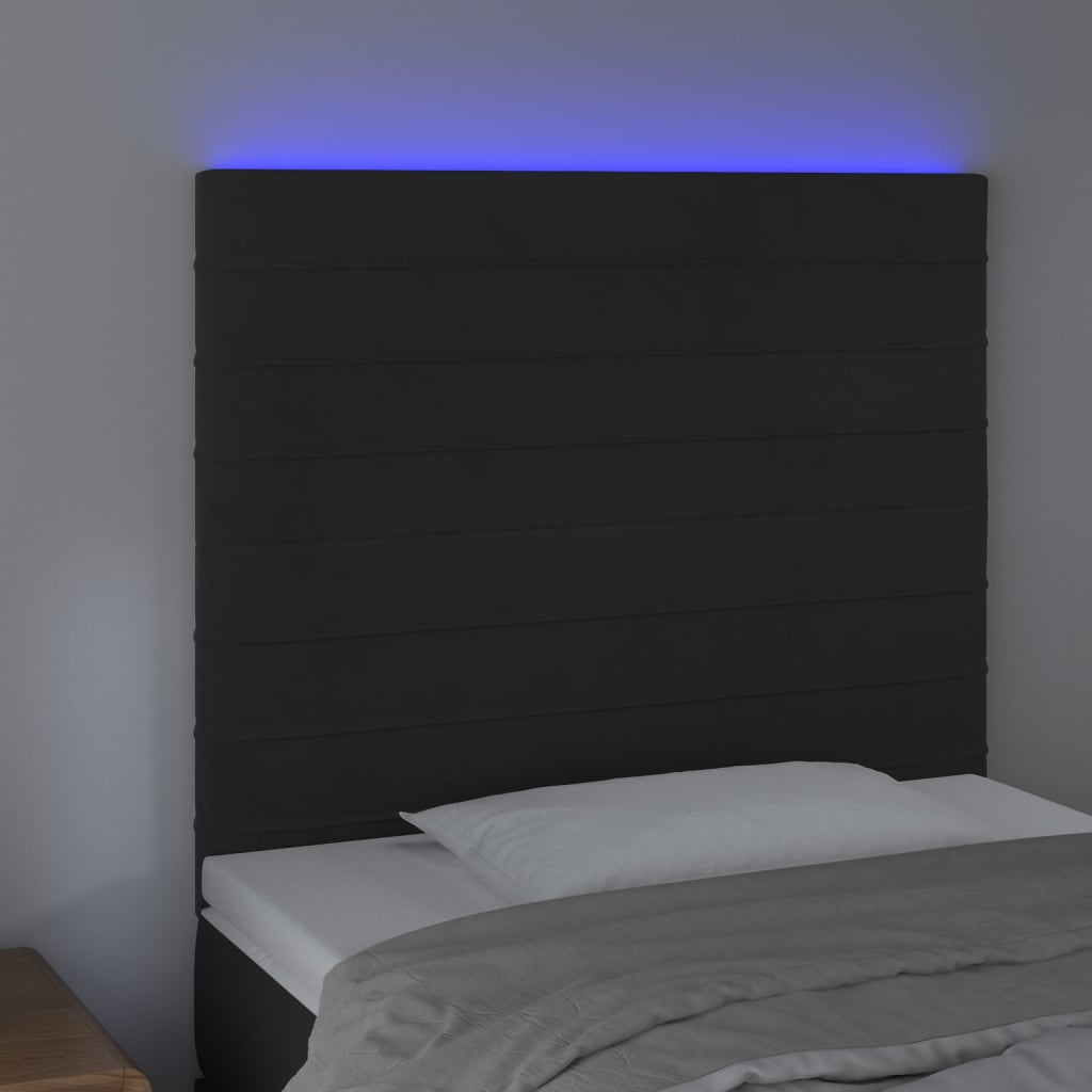 Hoofdbord LED 80x5x118/128 cm fluweel zwart is nu te koop bij PeponiXL, paradijselijk wonen!