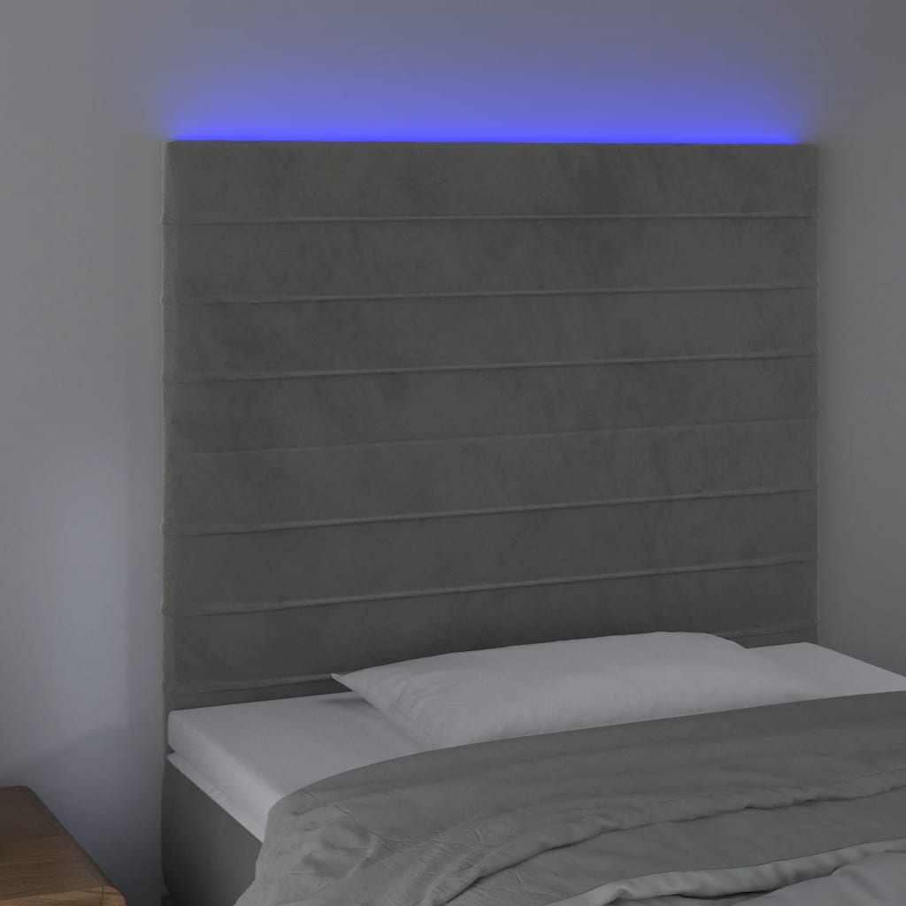 Hoofdbord LED 90x5x118/128 cm fluweel lichtgrijs is nu te koop bij PeponiXL, paradijselijk wonen!