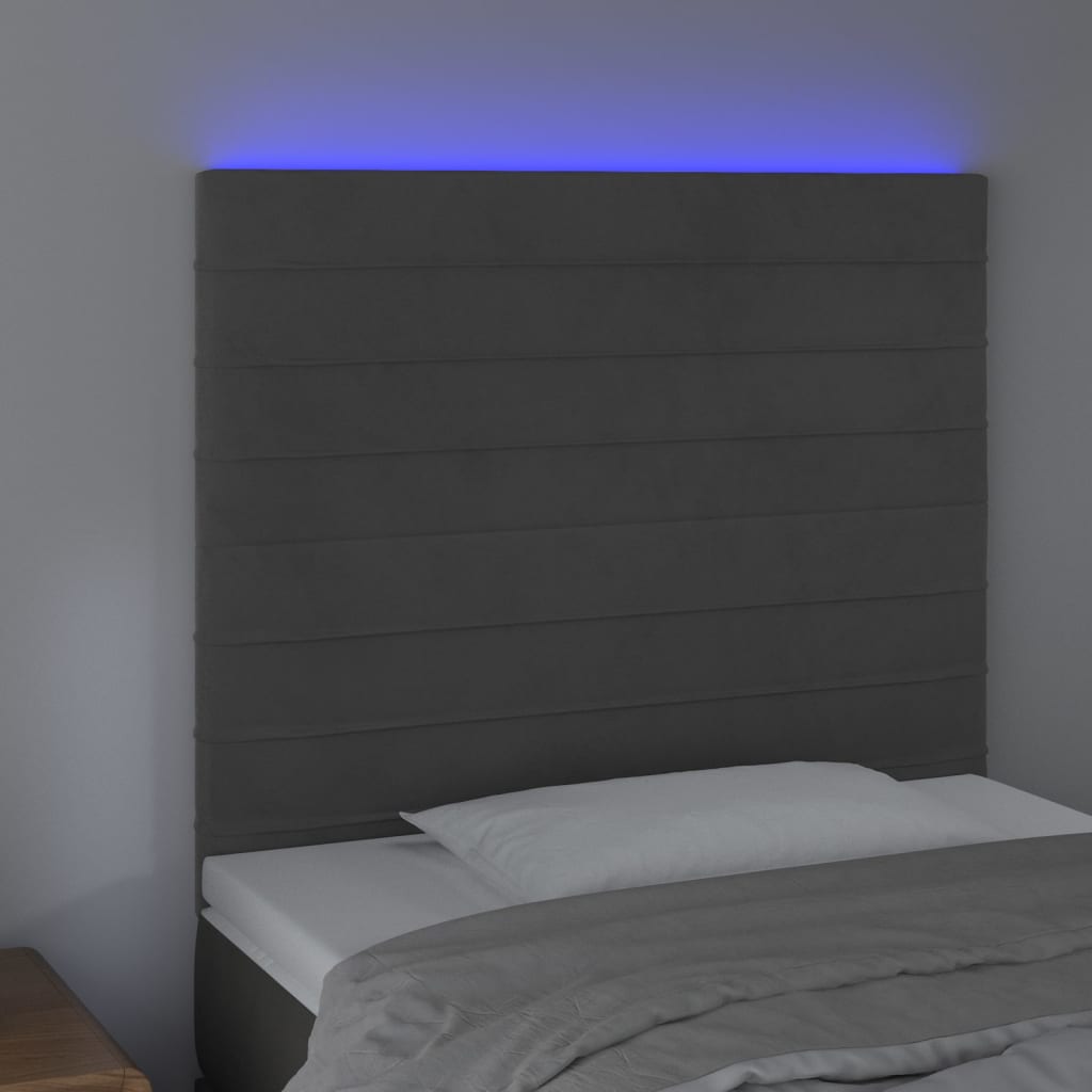 Hoofdbord LED 90x5x118/128 cm fluweel donkergrijs is nu te koop bij PeponiXL, paradijselijk wonen!