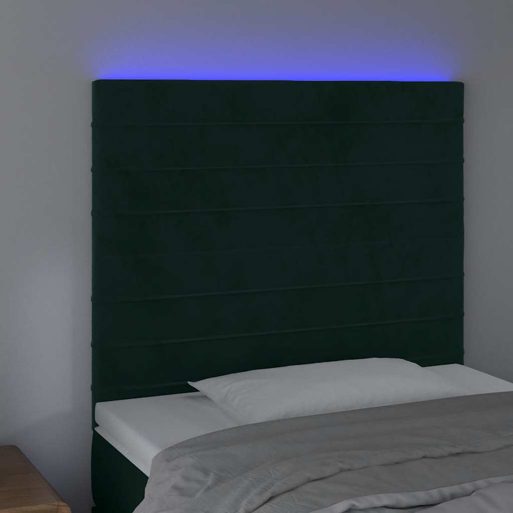 Hoofdbord LED 90x5x118/128 cm fluweel donkergroen is nu te koop bij PeponiXL, paradijselijk wonen!