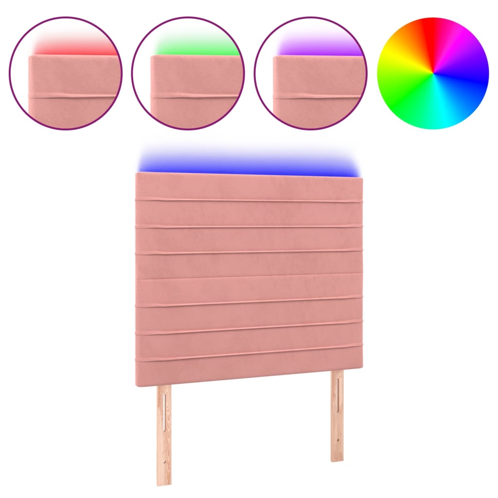 Hoofdbord LED 90x5x118/128 cm fluweel roze is nu te koop bij PeponiXL, paradijselijk wonen!