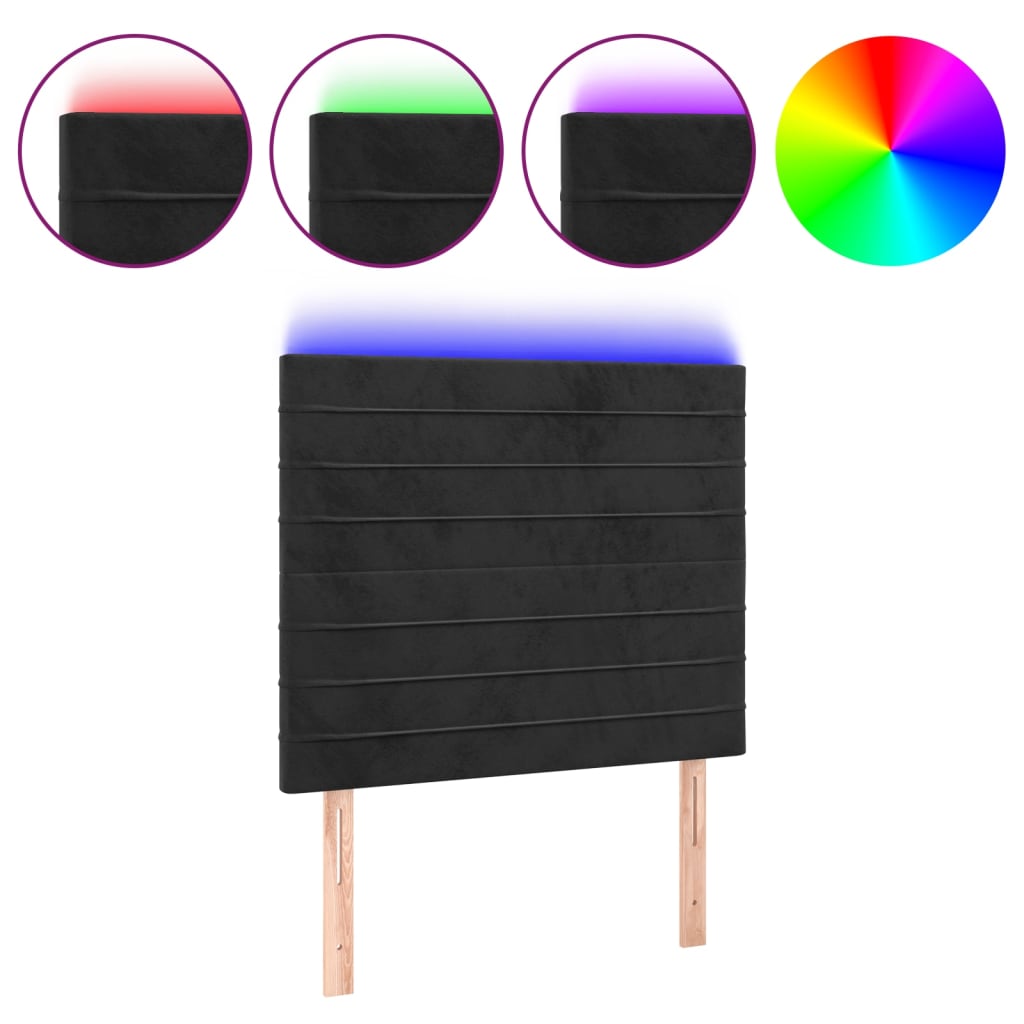 Hoofdbord LED 100x5x118/128 cm fluweel zwart is nu te koop bij PeponiXL, paradijselijk wonen!