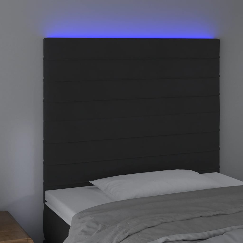 Hoofdbord LED 100x5x118/128 cm fluweel zwart is nu te koop bij PeponiXL, paradijselijk wonen!